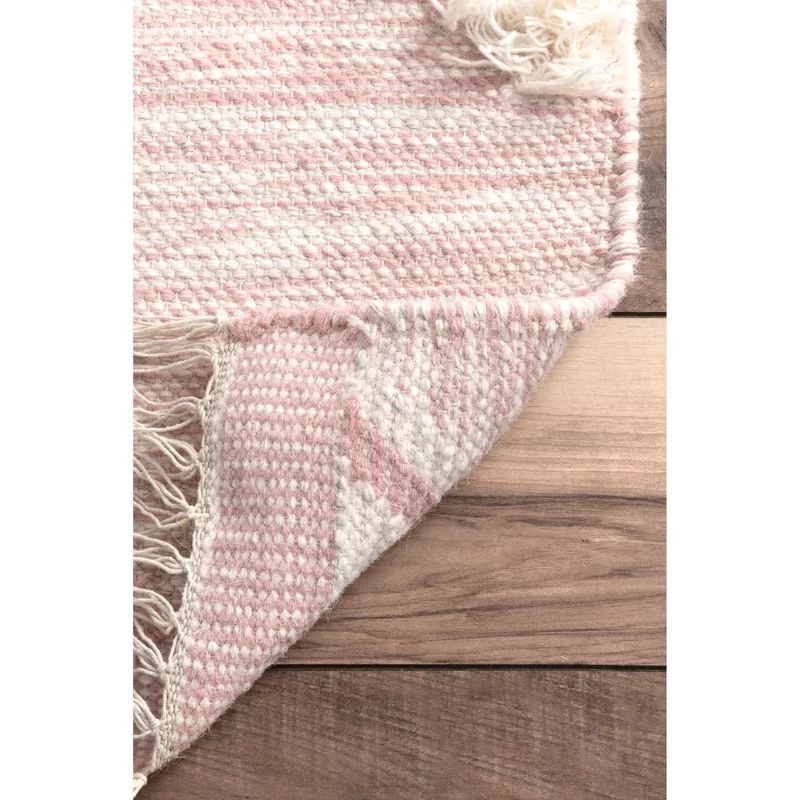 Crayford Geometric Hand-Knotted Wool Pink Area Rug | Wayfair North America