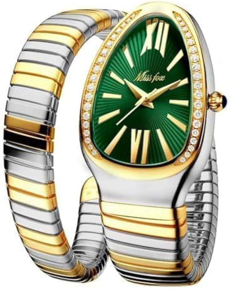 Classic Snake Shape Watch for Women Gold Silver Scaleable Bracelet Womens Watches Bling Diamonds ... | Amazon (US)