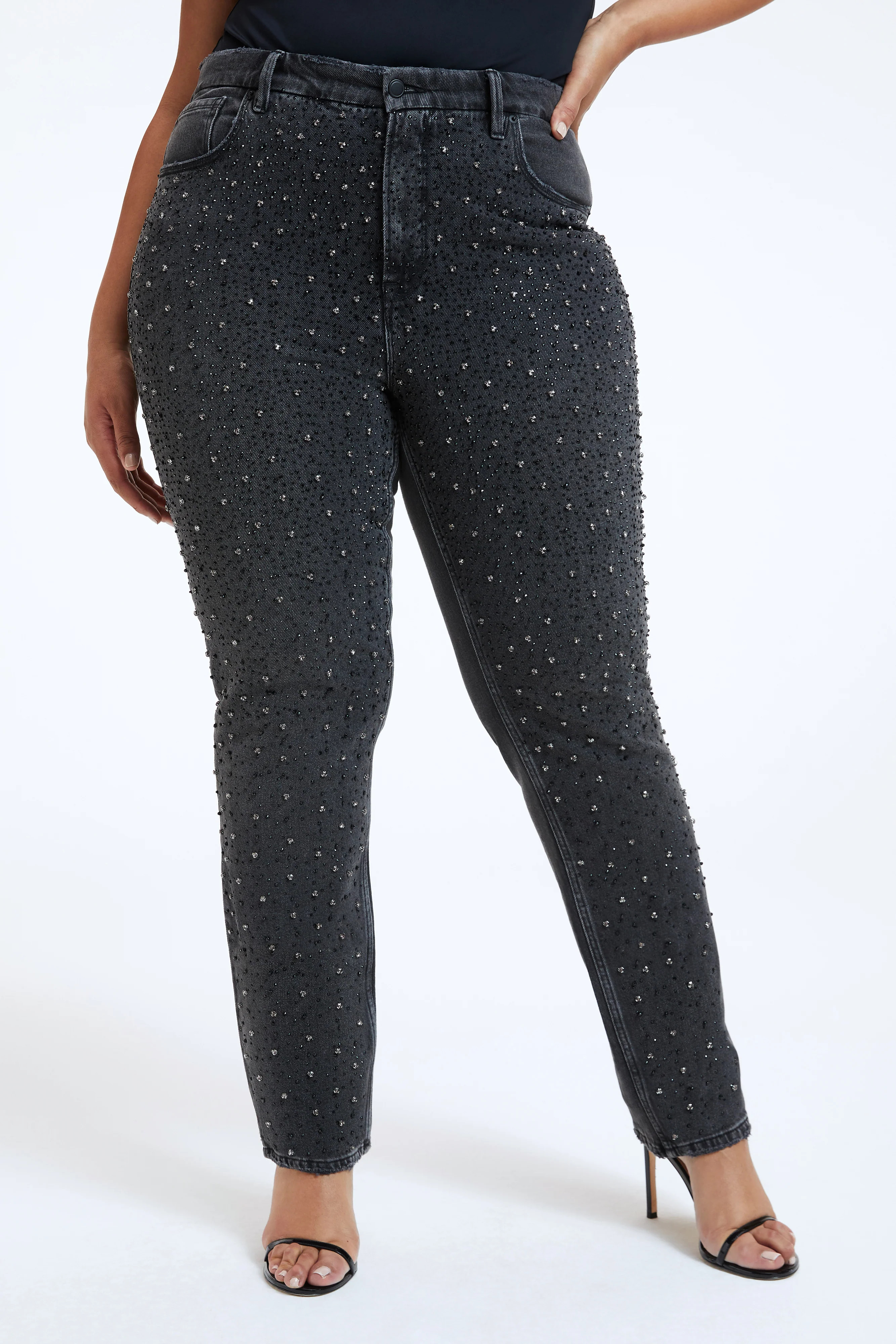 GOOD ICON DIAMOND DUSTED JEANS | BLACK251 | Good American