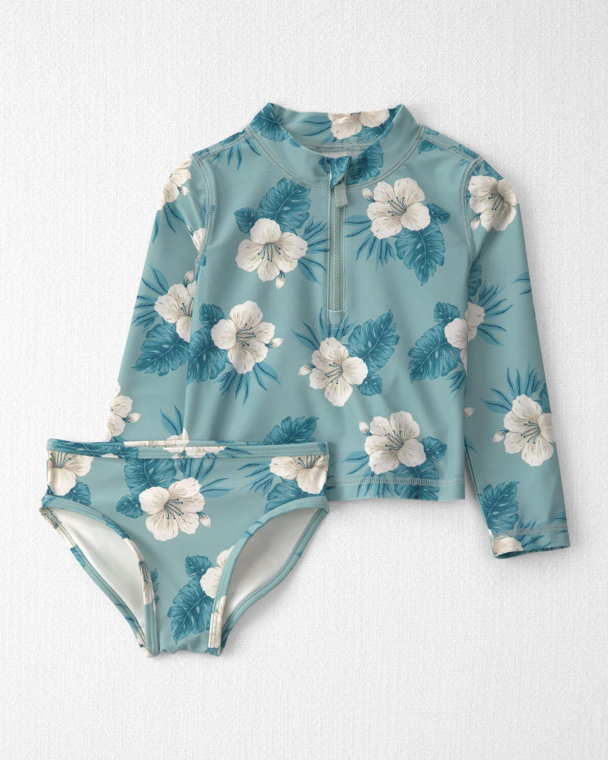 Toddler Girl 2-Piece Recycled Rashguard Swimsuit Set in in Blue Hibiscus - Little Planet | Carter... | Carter's Inc
