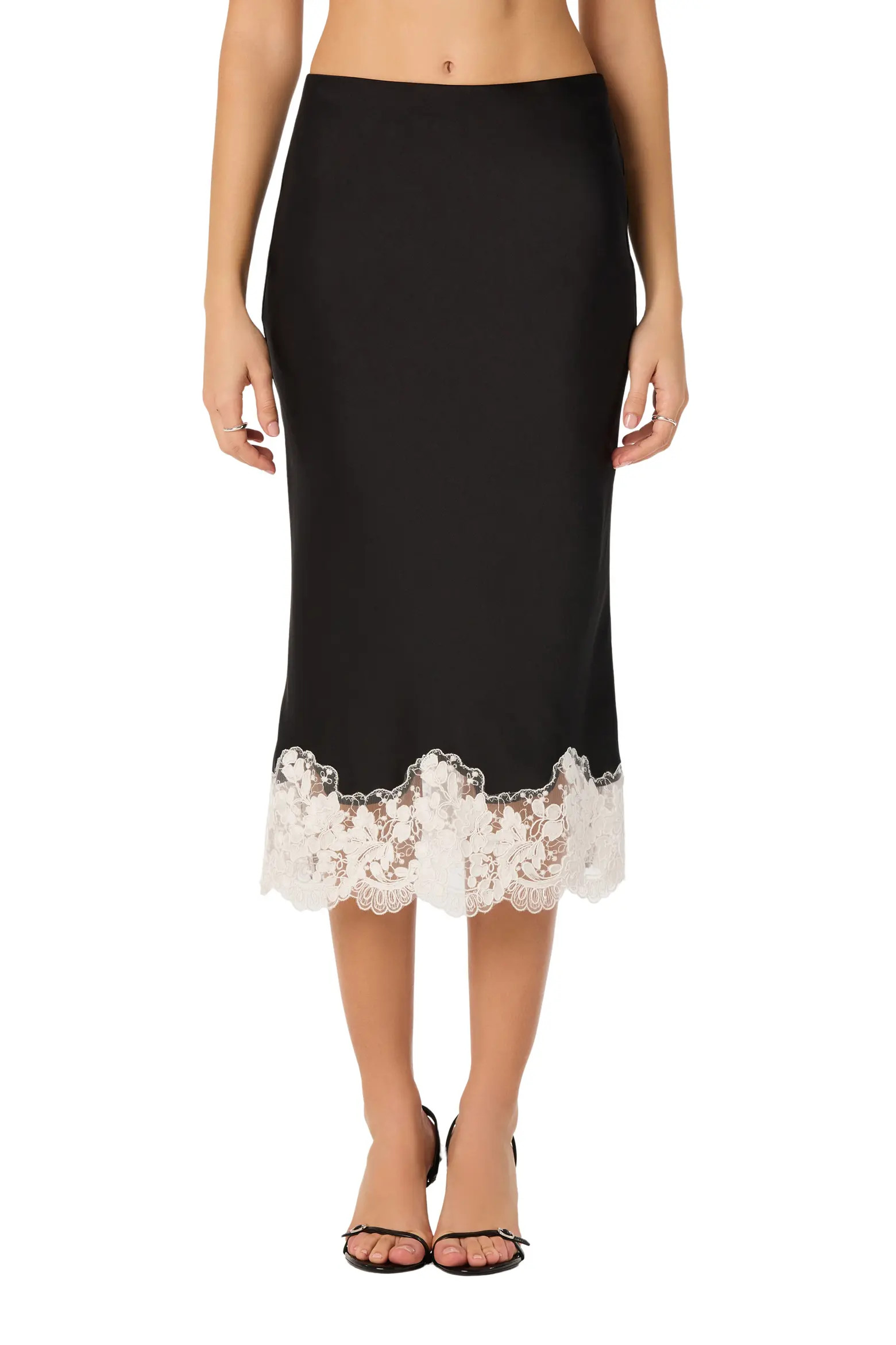 ASTR the Label Shantel Lace Trim Midi Skirt (Women) | Nordstrom | Nordstrom