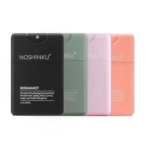 Noshinku Refillable Pocket Hand Sanitizer Discovery 4-Pack | Organic Sanitizing Mist with Moisturizing Botanical Oils | Kills 99.9% of Germs | FDA Registered | Sugarcane Derived Alcohol | Travel Size | Amazon (US)