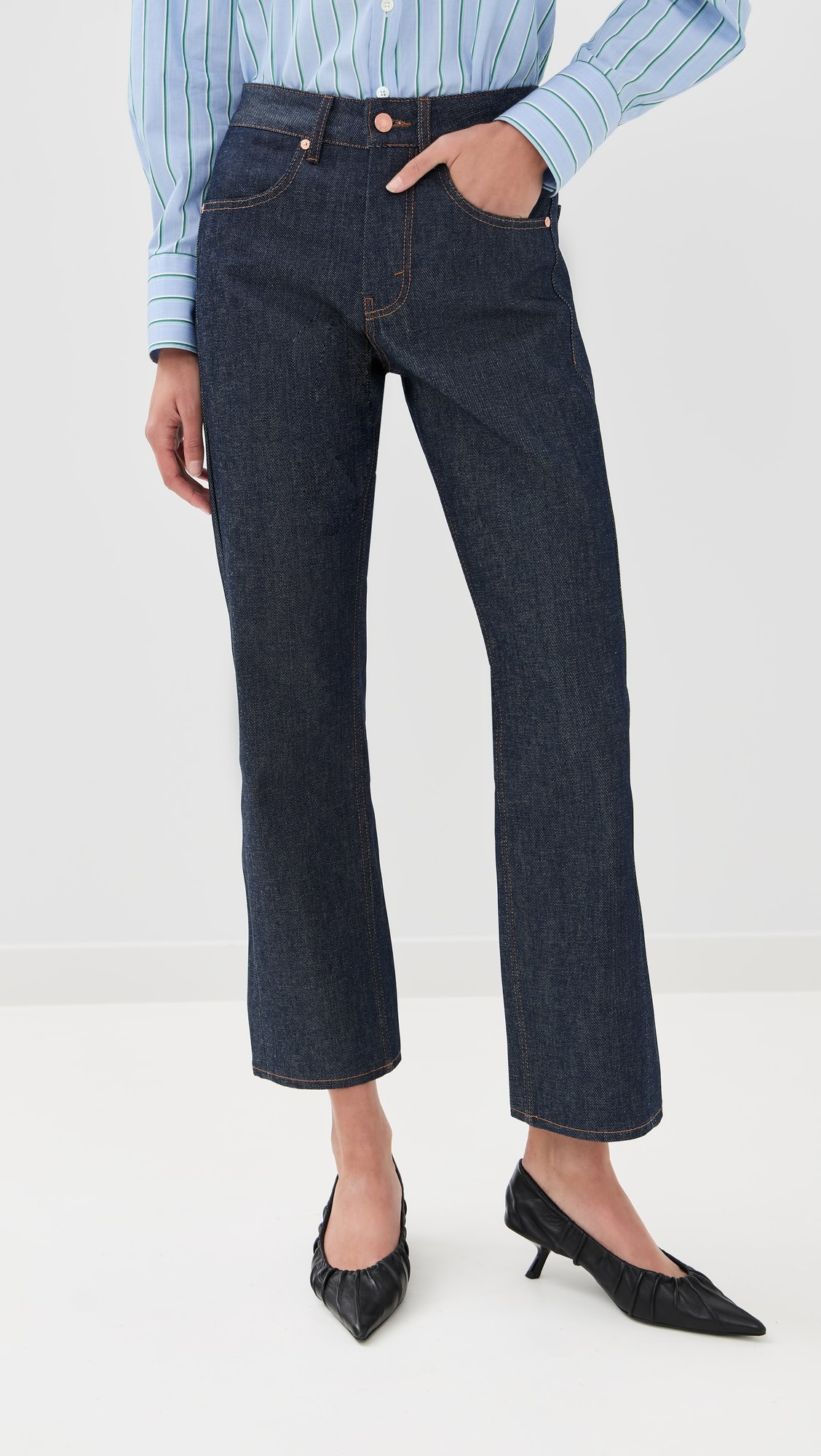 Curved Cotton Denim Jeans | Shopbop