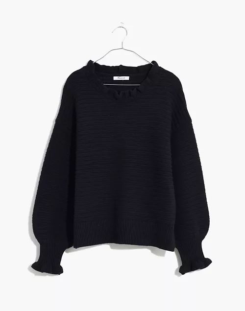 Ruffle-Neck Pullover Sweater in Cotton-Merino Yarn | Madewell