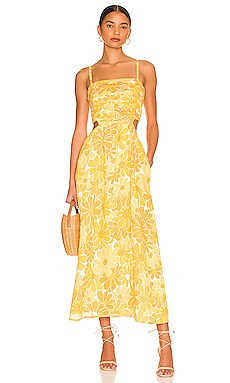 FAITHFULL THE BRAND Jamaica Midi Dress in Marigold Canaria Floral from Revolve.com | Revolve Clothing (Global)