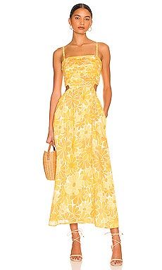 FAITHFULL THE BRAND Jamaica Midi Dress in Marigold Canaria Floral from Revolve.com | Revolve Clothing (Global)