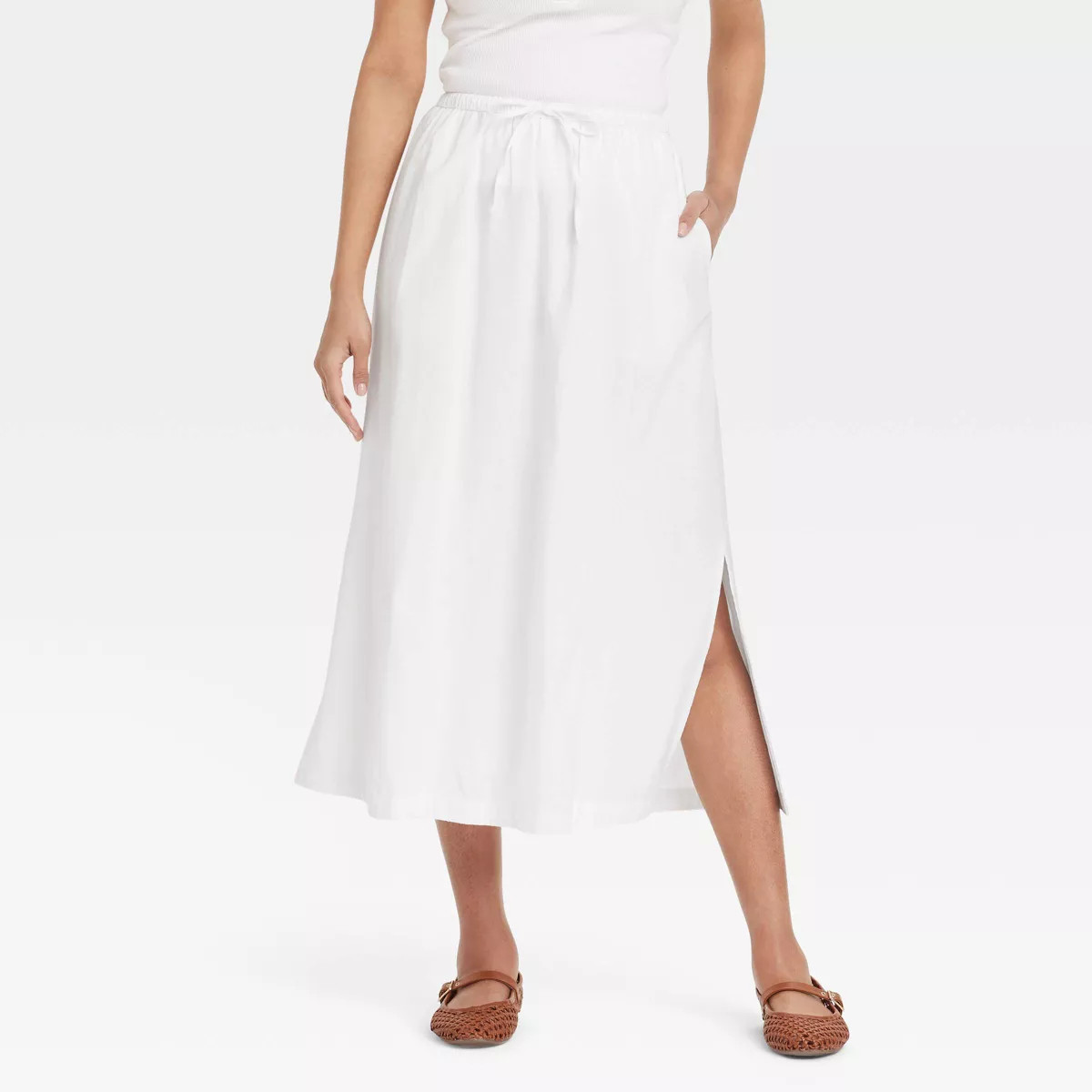 Women's Tie-Front Midi A-Line Skirt - Universal Thread™ | Target