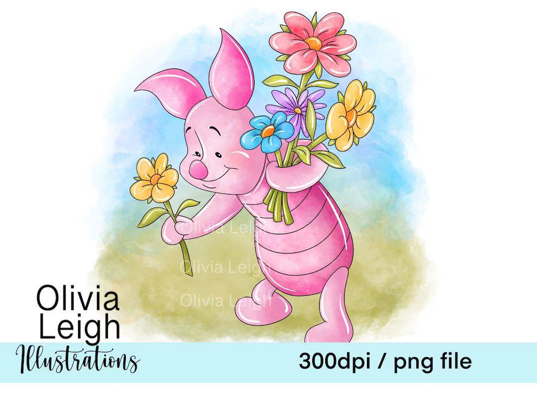 Piglet Springtime Cute Clipart PNG Files DIGITAL DOWNLOAD Sublimation Print Printable | Etsy (US)