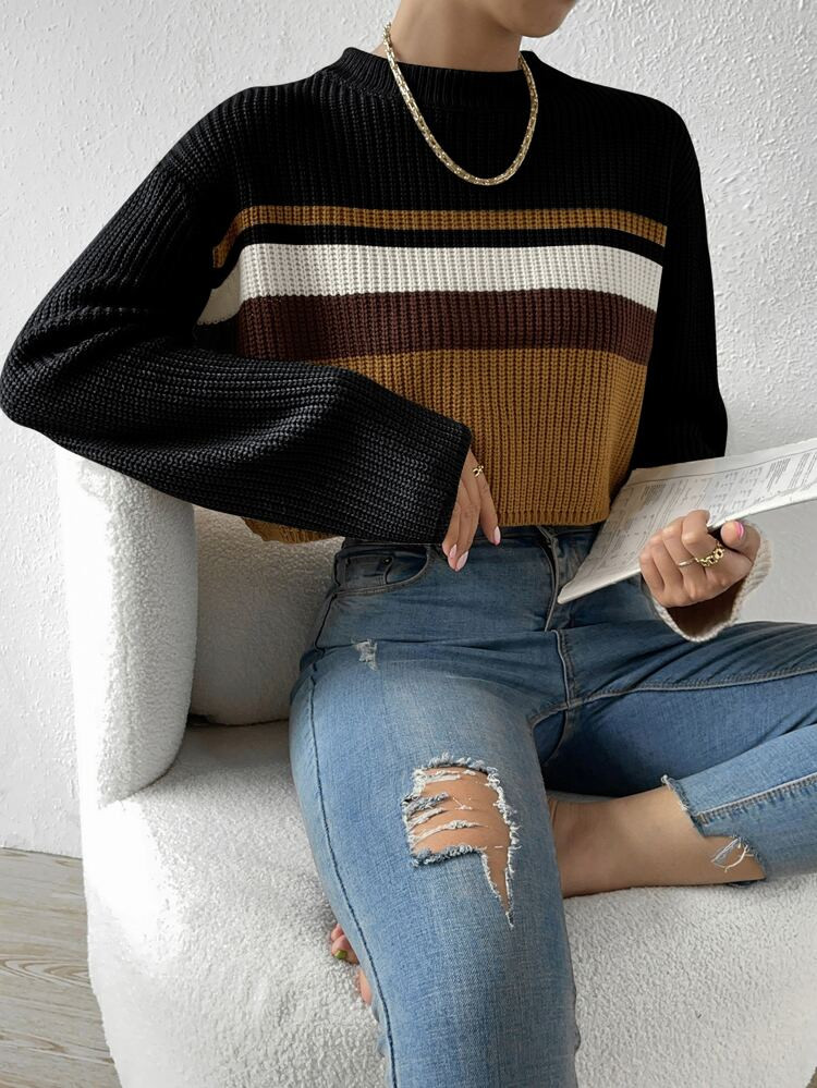 Colorblock Drop Shoulder Sweater | SHEIN