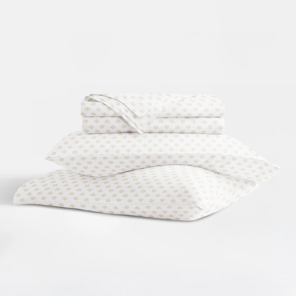 Vintage Washed 100% Long-Staple Sateen Cotton Sheet Set - Floral Moon Daisies | Wayfair North America