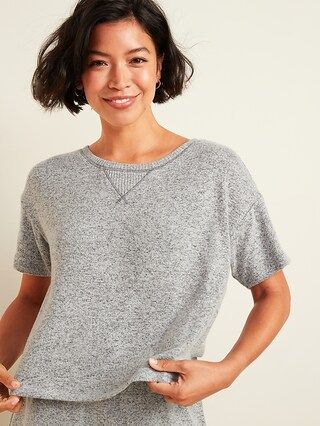 Cropped Plush-Knit Pajama Lounge Top for Women | Old Navy (US)