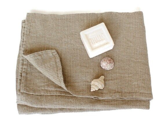 Natural Linen Bath Towel - Grey Waffle Linen Towels - Soft Pure Linen Flax Towels - Durable, Abso... | Etsy (AU)