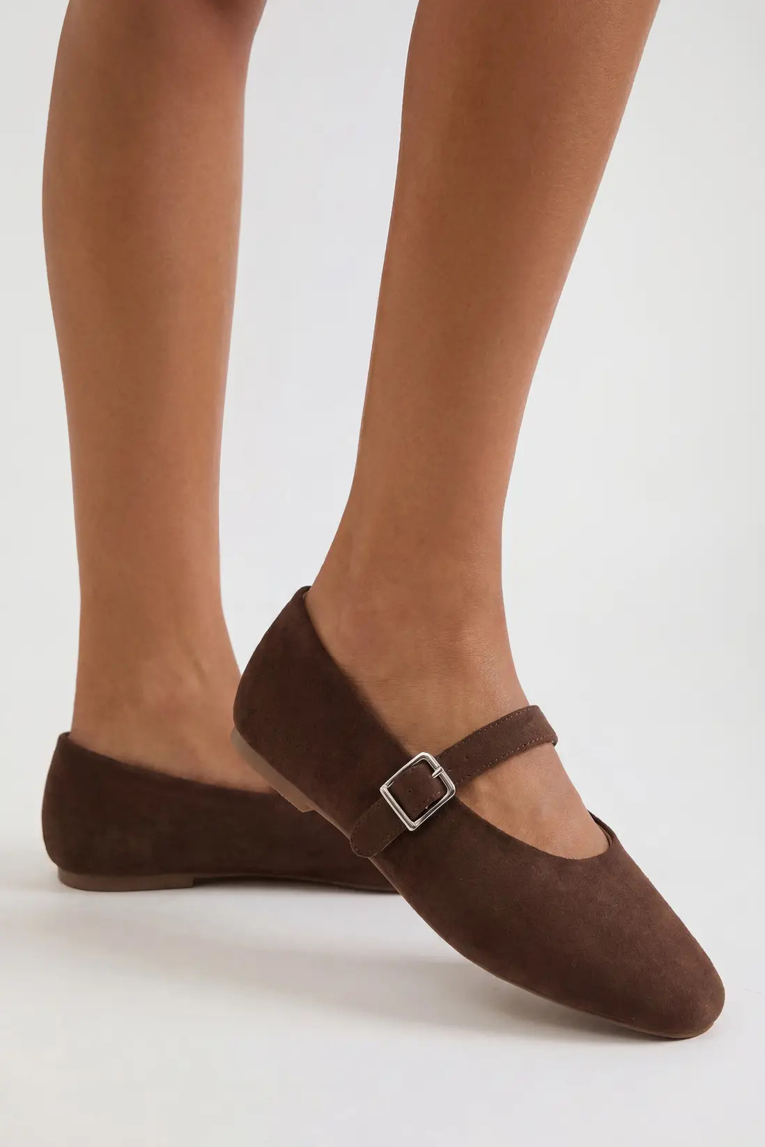 Brown Extra Wide Fit Square Toe Ballet Flats | Boohoo | Boohoo.com (UK & IE)
