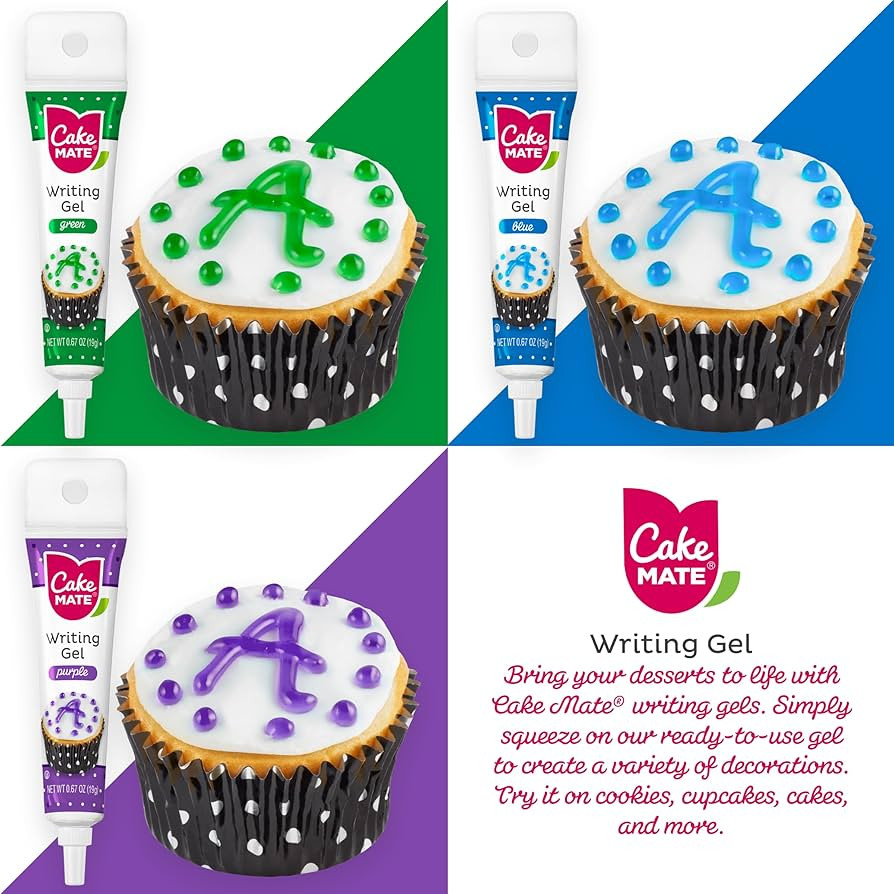 Cake Mate 9 Pack Edible Cake Writing Gels for Cake and Cookie Decorating - Easy Squeeze Gel in Vi... | Amazon (US)
