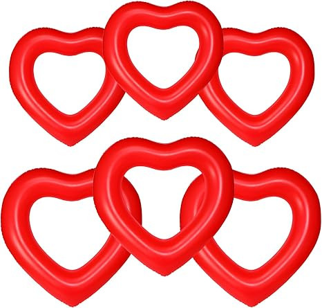 Lenwen 6 Pack Inflatable Heart Pool Float 43''/ 31'' Blow up Heart Shaped Swimming Tube for Valen... | Amazon (US)
