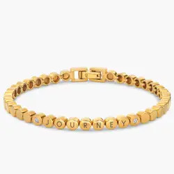 Engraved Dot Bracelet with Diamonds - Gold Vermeil | Oak & Luna (US)