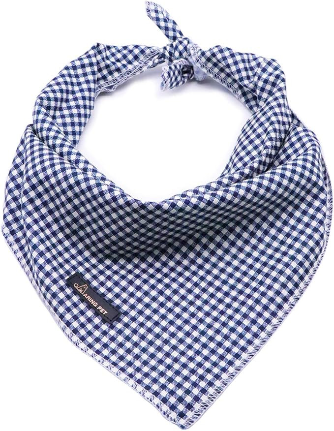 ARING PET Dog Bandanas, Navy Plaid Kerchief Triangle Bibs Scarf for Puppy Small Medium Large Boy ... | Amazon (US)