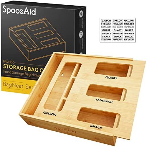 SpaceAid Ziplock Bag Storage Organizer for Kitchen Drawer, Bamboo Baggie Organizer, Compatible with  | Amazon (US)