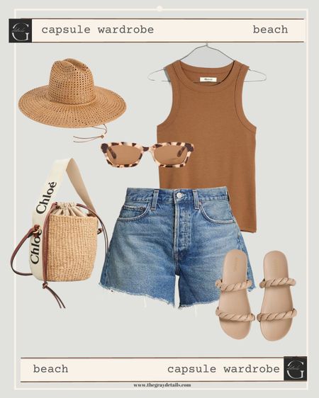 Beach vacation capsule, agolde jean short, sandals, beach tote, beach hat






Fashion Jackson 
Stylin by alylin 

#LTKtravel #LTKFind #LTKswim