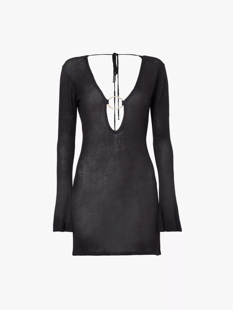 Chamie ring-embellished knitted mini dress | Selfridges