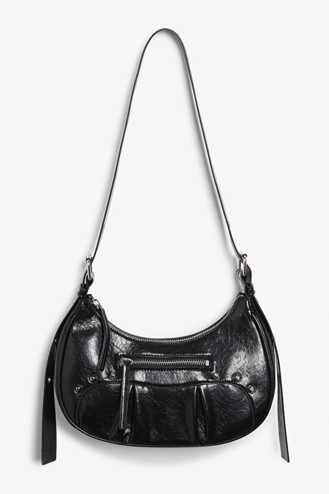 Black small studded hand bag | Monki