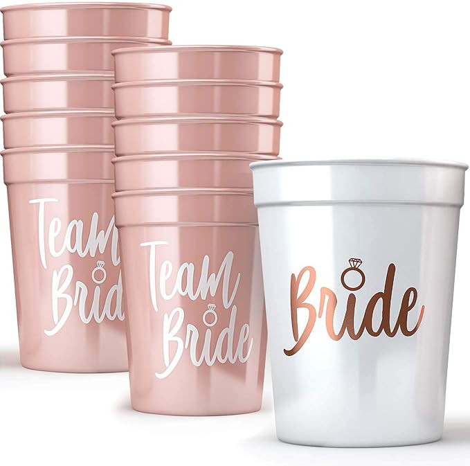 Bride & Team Bride Bachelorette Party Cups (11 Pack) - Bridal Shower Decorations & Party Supplies... | Amazon (US)
