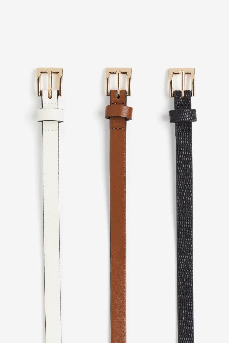3-pack Narrow Belts - Black/brown/cream - Ladies | H&M US | H&M (US + CA)
