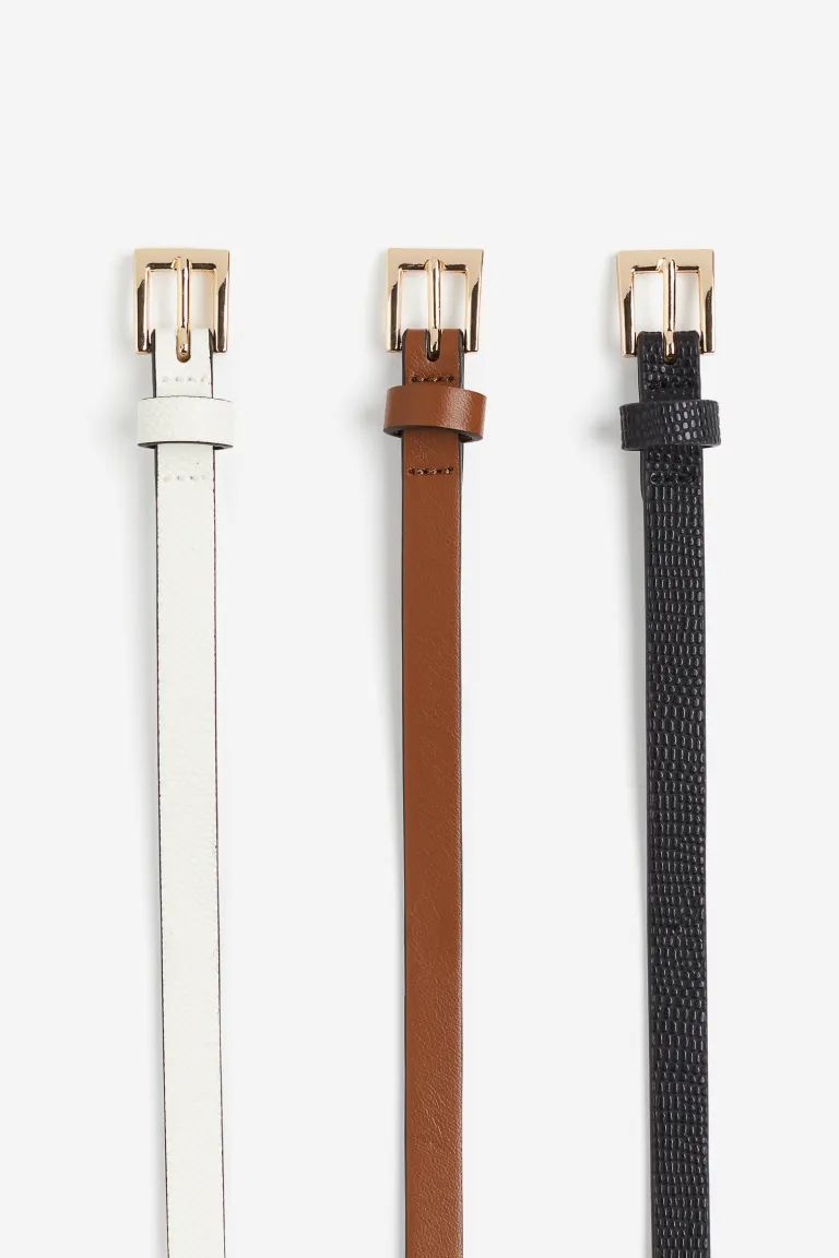 3-pack Narrow Belts | H&M (US + CA)