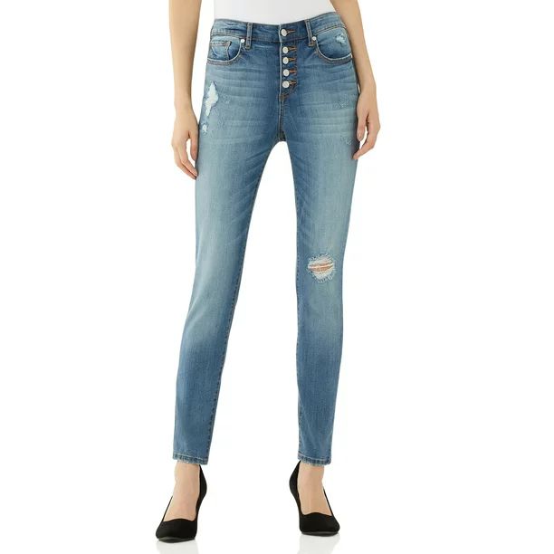 Scoop Women’s High-Rise Button Fly Skinny Jeans | Walmart (US)