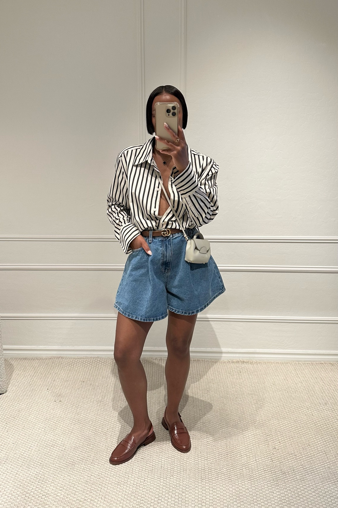 Spring outfit, linen button up, slingback loafers, mini bag, 

#LTKStyleTip