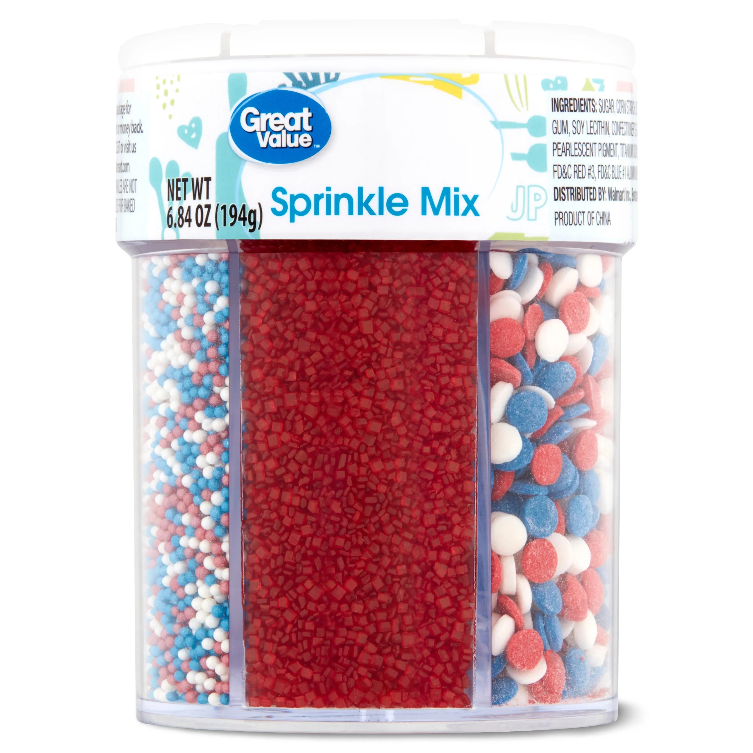 Great Value 6-Cell Patriotic Sprinkles Mix, 6.84 oz. - Walmart.com | Walmart (US)