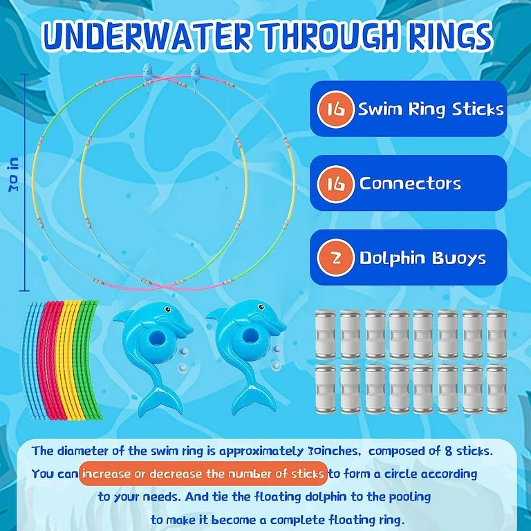 Swim Through Rings Pool Toys for Kids, High Stability Pool Diving Rings Underwater Swim Through R... | Walmart (US)