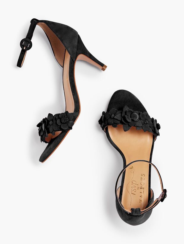 Lakia Floral Appliqué Suede Sandals | Talbots