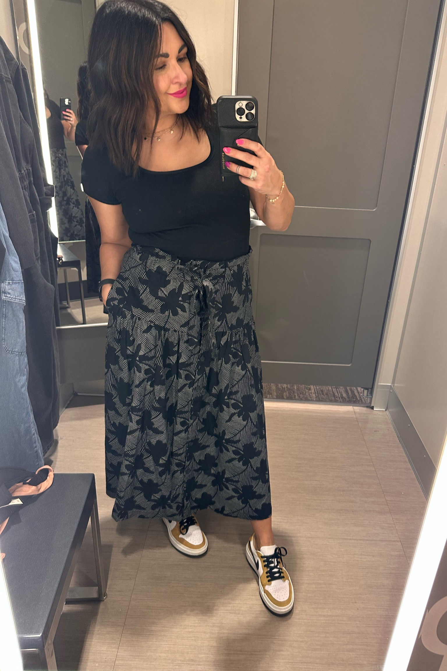 This high waisted skirt is everything. Super comfortable and flowy and I feel like you could wear any colored shirt and a fun shoe to dress up and down. If this pattern isn’t your jam. It comes in a couple different patterns 🙌🏾

#LTKstyletip #LTKworkwear #LTKSpringSale