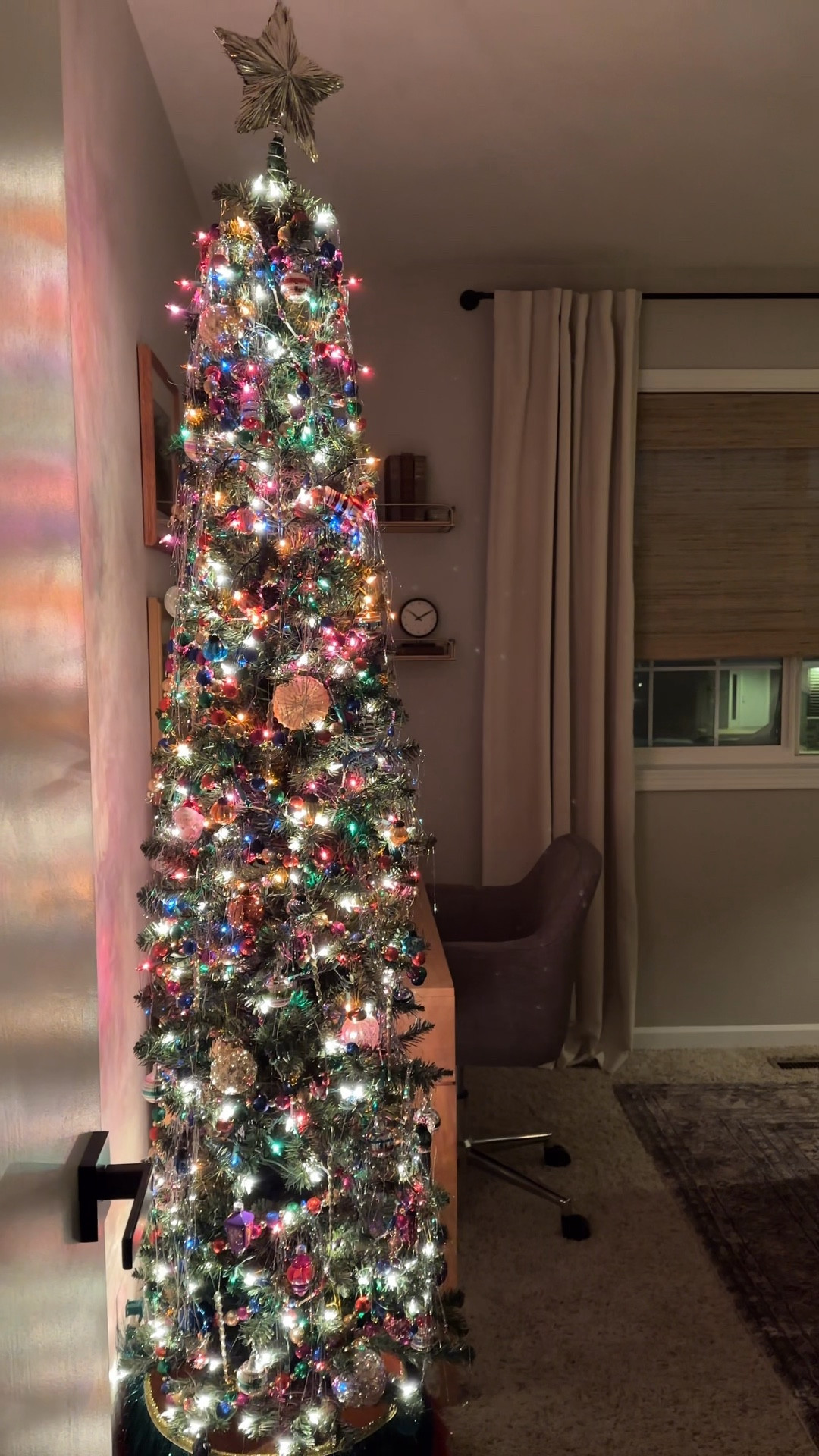 Our vintage/retro Christmas tree is bringing all the Christmas nostalgia this year 😍

Vintage ornaments, colored lights, mercury glass ornaments, tinsel, glitter garland, retro beaded garland 

#LTKHoliday #LTKSeasonal #LTKHome