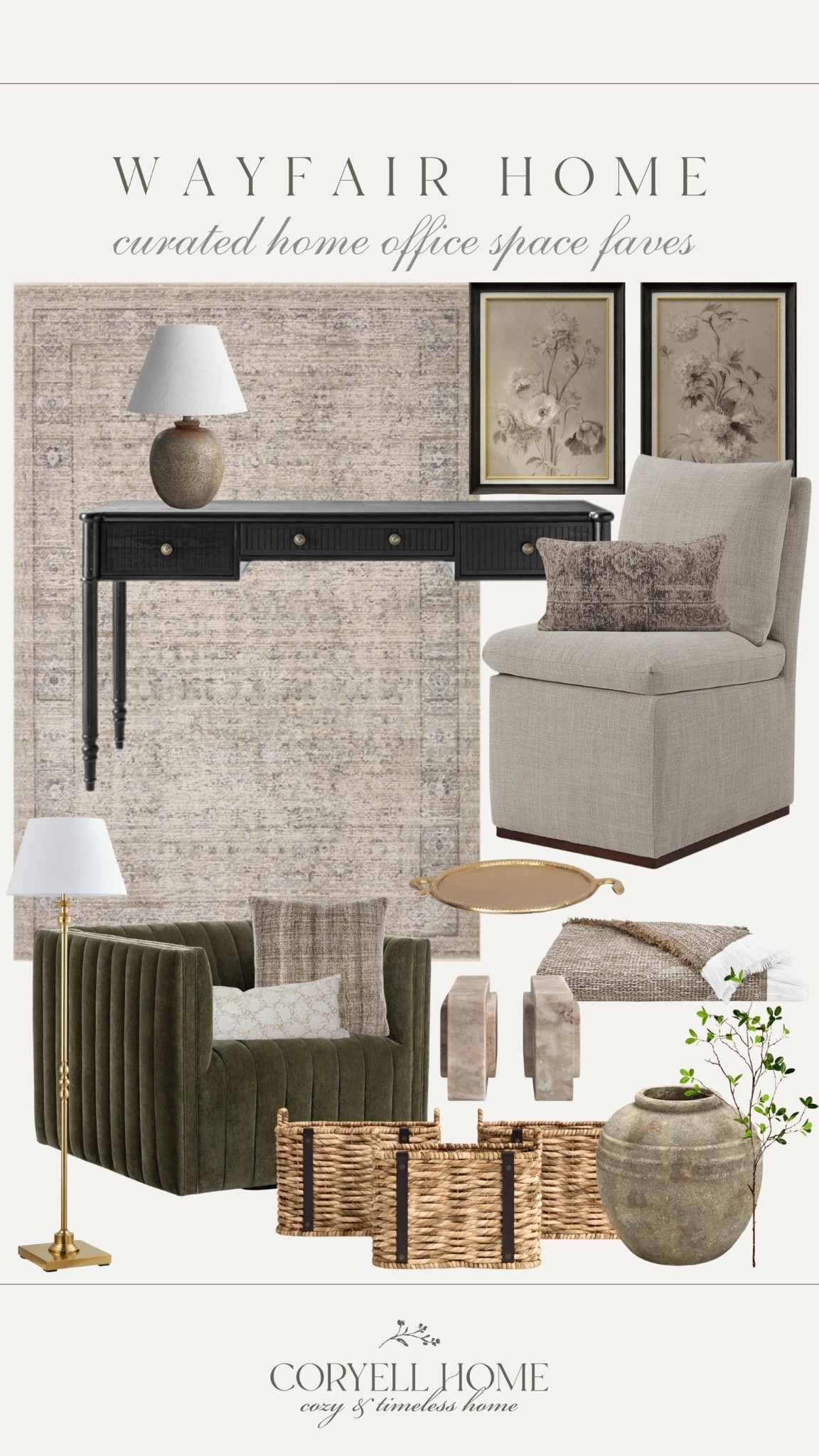 Wayfair Home Office 🤍 Neutral home, home office, work from home, modern home, traditional home, moody home office 

#LTKHome