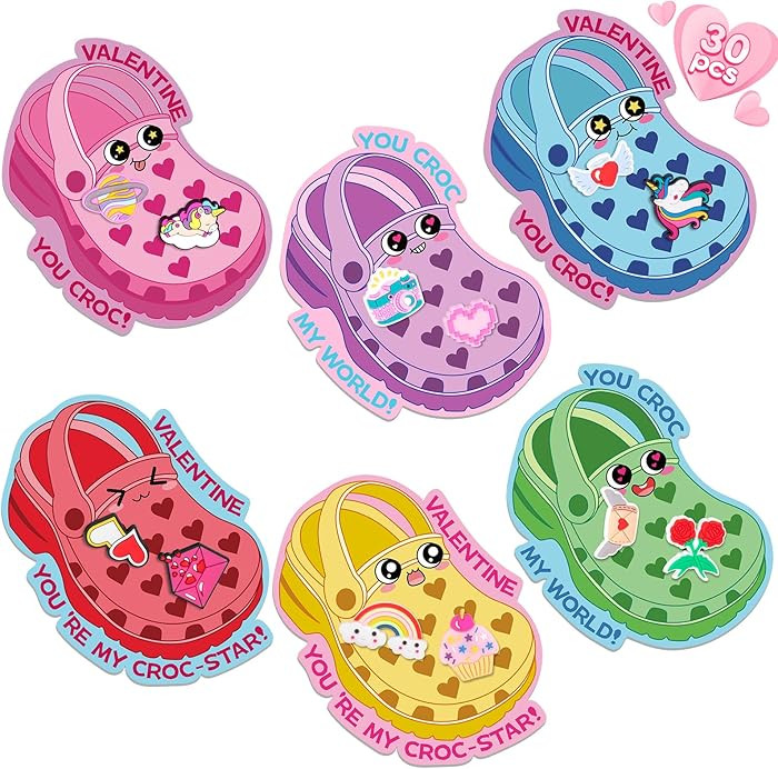 Valentines Day Cards for Kids School-Croc Valentines Cards, Valentines Day Gifts for Kids, 30 PSC... | Amazon (US)