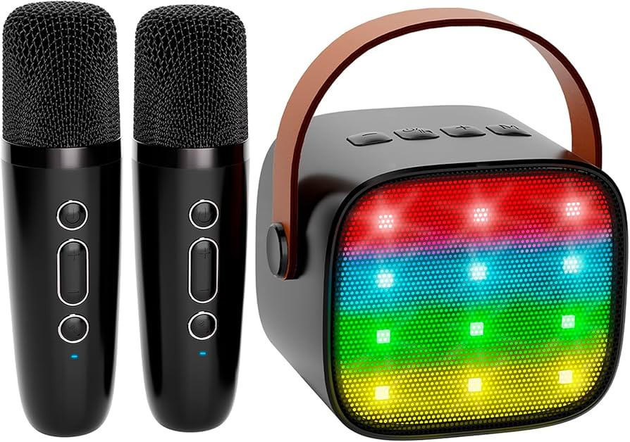 YLL Mini Karaoke Machine with 2 Wireless Microphones for Kids Adults, Portable Bluetooth Speaker ... | Amazon (US)