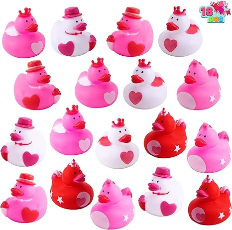 JOYIN 18 PCS Valentine’s Day Rubber Ducks Novelty in Bulk for Kids, Mini Size Duckies, Valentin... | Amazon (US)