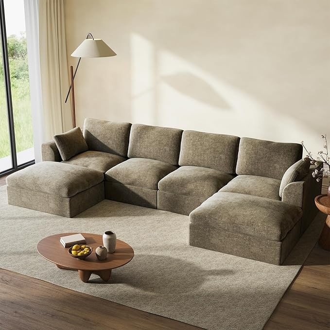 142" Modular Cloud Sectional Couches for Living Room, Boneless Convertible U Shaped Couch with Ot... | Amazon (US)
