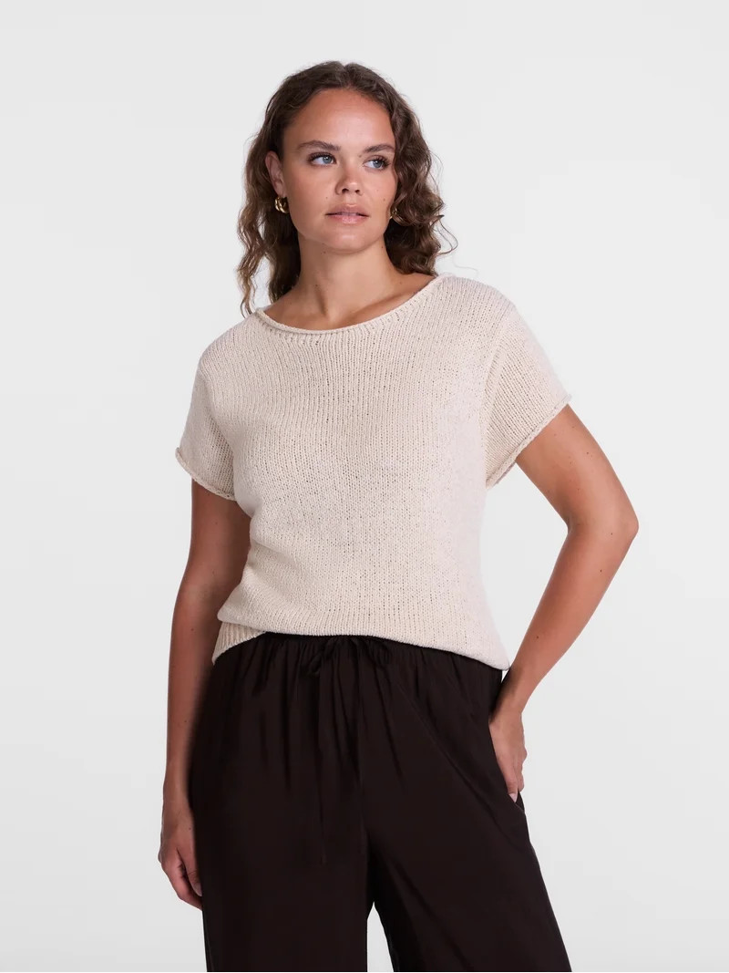 Scenario Women's and Women's Plus Pullover Rollneck Lightweight Sweater with Short Sleeves, Sizes... | Walmart (US)