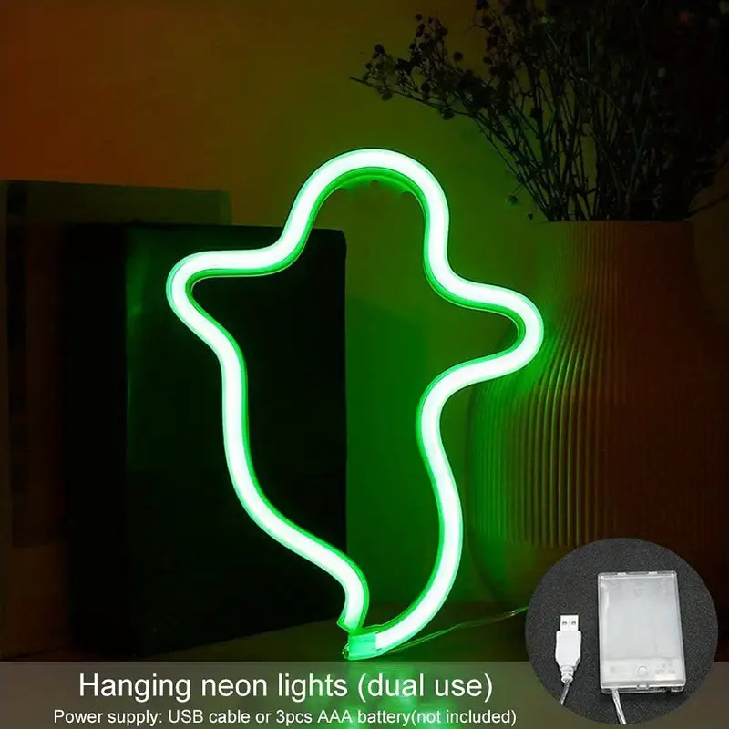 Glow in the Dark Ghost Shape LED Neon Sign - Perfect for Bedroom, Wedding, Party, Game Room & Hom... | Temu Affiliate Program