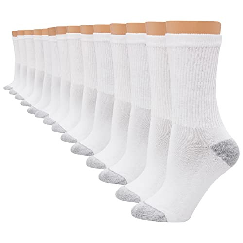 Hanes Womens Value Pack, Crew Soft Moisture-wicking Socks, Available In 10 And 14-packs, White - 14 Pack, 8-12 US | Amazon (US)