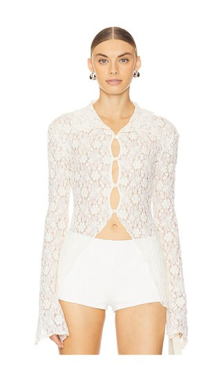 Yuhan Wang Lace Buttoned Blouse in Ivory. | Revolve Clothing (Global)