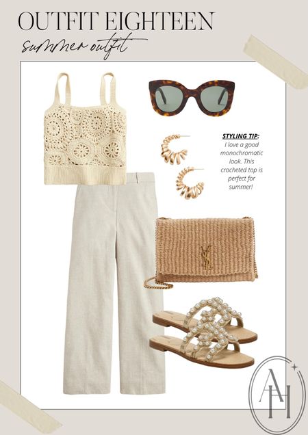 I'm loving this monochromatic summer look! Gorgeous crocheted top and pearl detail slides. 

#LTKSeasonal #LTKFind #LTKstyletip