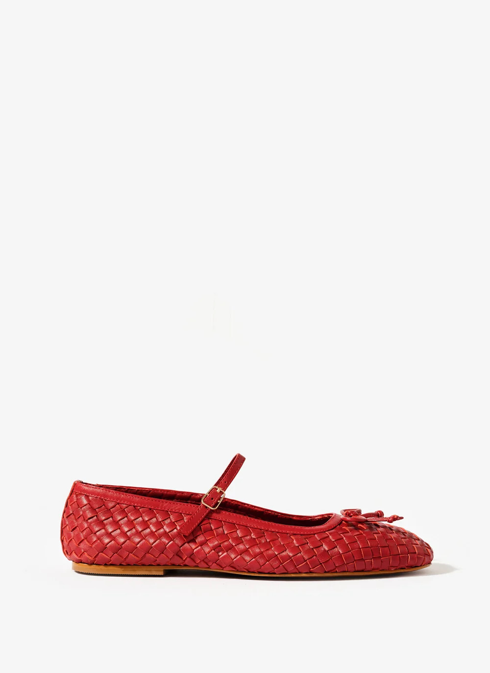 Charley Red Leather Woven Pumps | Mint Velvet