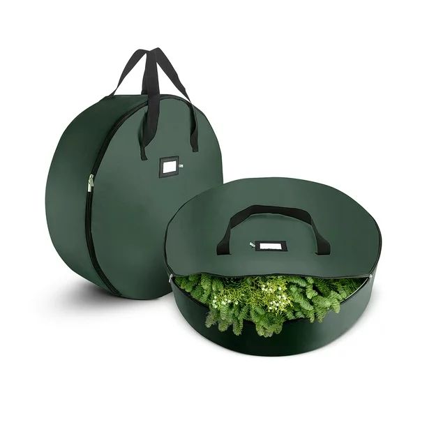 2-Pack Christmas Wreath Storage Bag 36" - Artificial Wreaths, Durable Handles, Dual Zipper & Card... | Walmart (US)