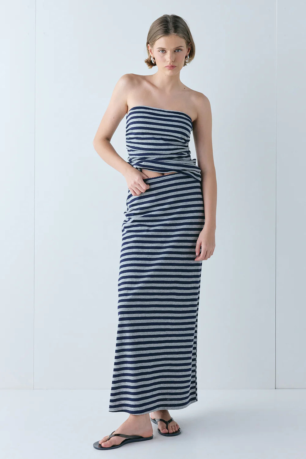 Tamsin Maxi Skirt Navy Stripe | VRG Grl