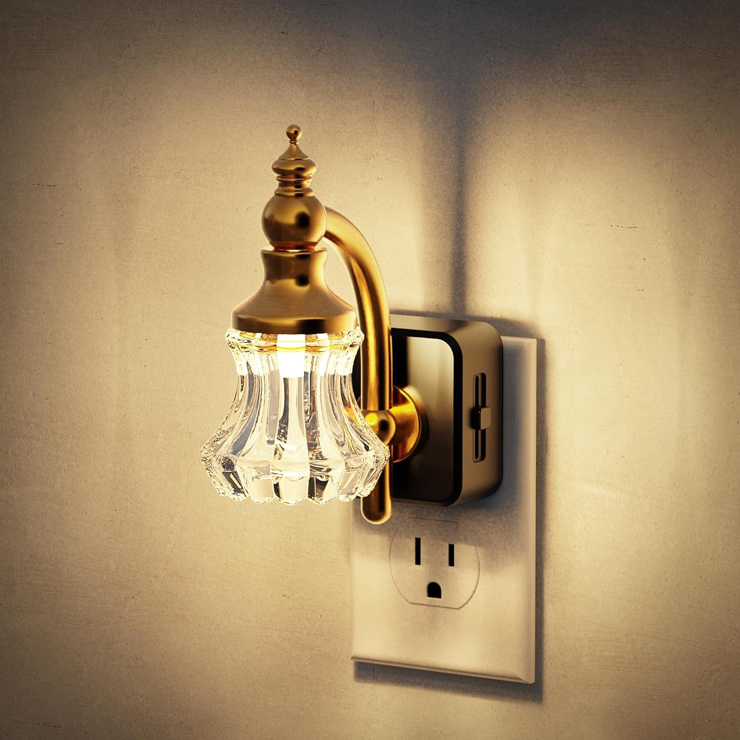 JandCase Night Light, Night Lights Plug into Wall, Glass Flower Nightlight | Amazon (US)