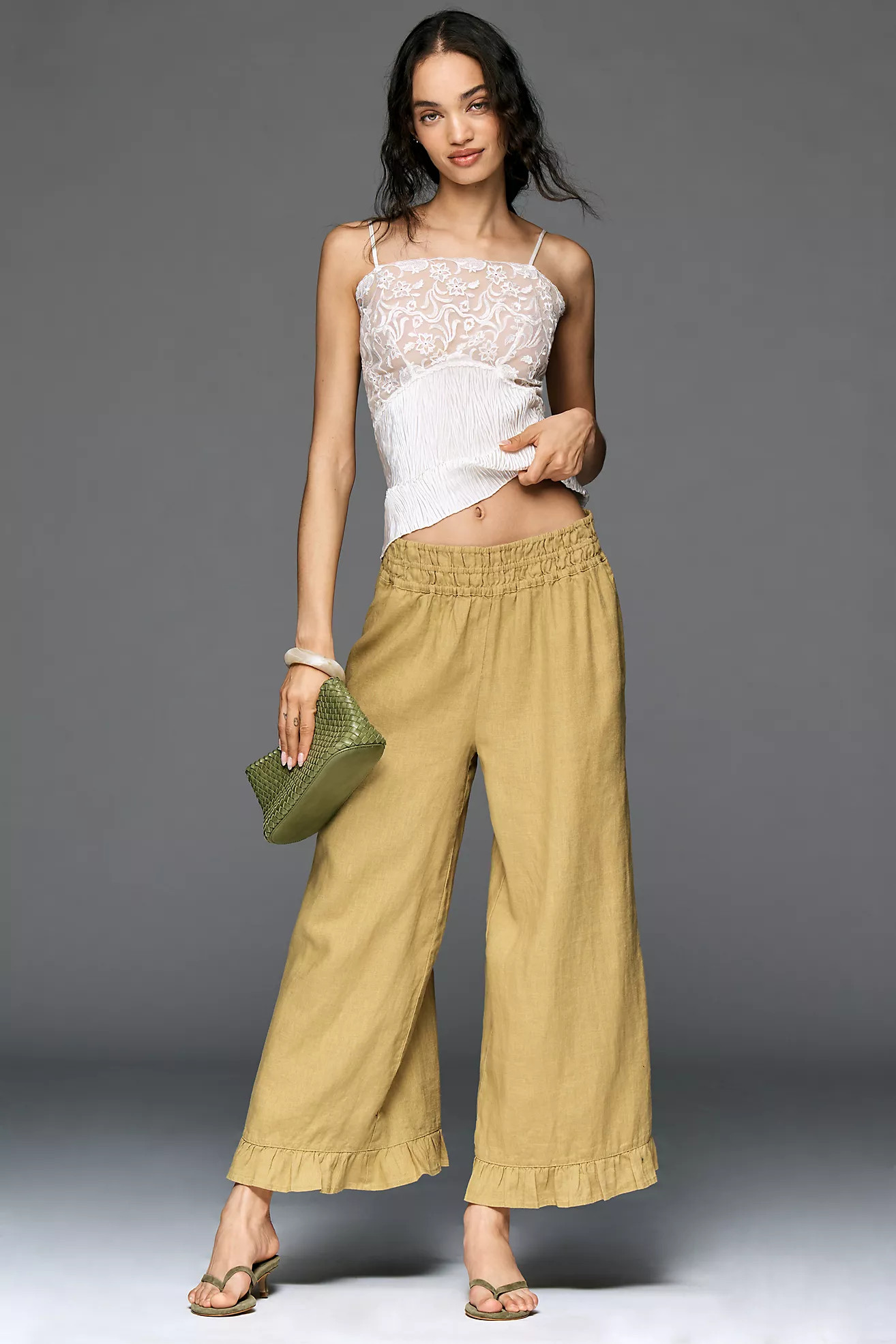 The Somerset Linen Petticoat Crop Pants | Anthropologie (US)